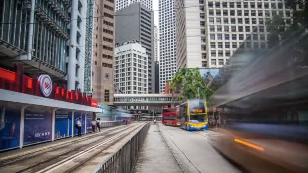 Čas Zanikla Pohybu Město Hong Kong Ulice — Stock video