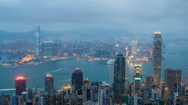 Time Lapse Hong Kong Skyline Cityscape Dia Para Noite — Vídeo de Stock