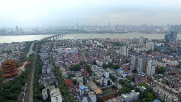 Zeitraffer Der Luftaufnahme Der Stadt Wuhan China — Stockvideo
