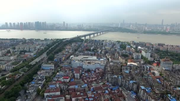 Tidsfördröjning För Flygfoto Över Wuhan City Kina — Stockvideo