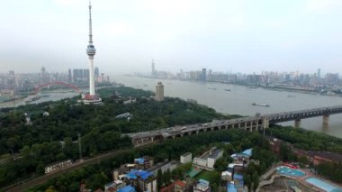 Zaman atlamalı hava görünümünün wuhan City, Çin