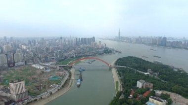 Zaman atlamalı hava görünümünün wuhan City, Çin