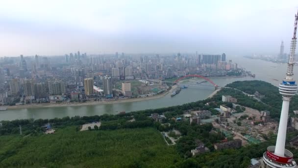 Tidsfördröjning För Flygfoto Över Wuhan City Kina — Stockvideo