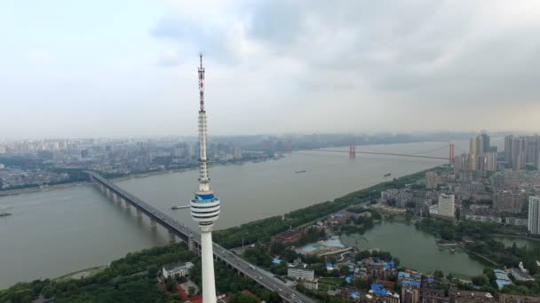 中国武漢市の空撮の時間経過 — ストック動画
