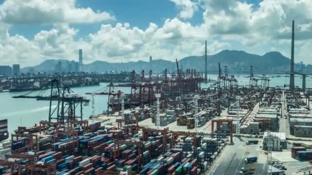 Time Lapse Van Containerterminal Van Hongkong Hong Kong Kwai Tsing — Stockvideo