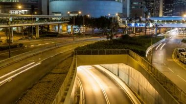  Zaman atlamalı gece, Uluslararası Finans Merkezi gece Hong Kong meşgul trafik,