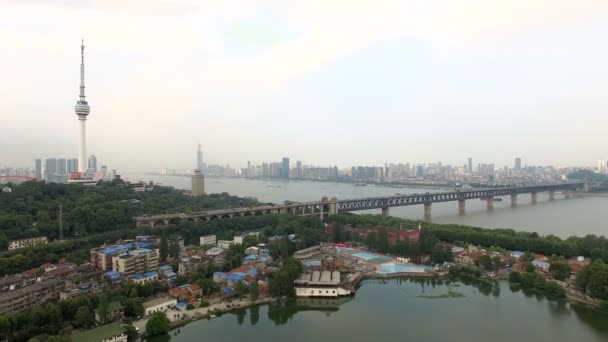 Time Lapse Aerial View Wuhan City China — стоковое видео