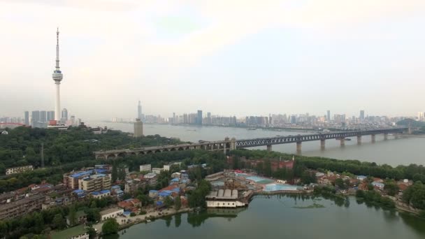 Time Lapse Aerial View Wuhan City China — Stock Video