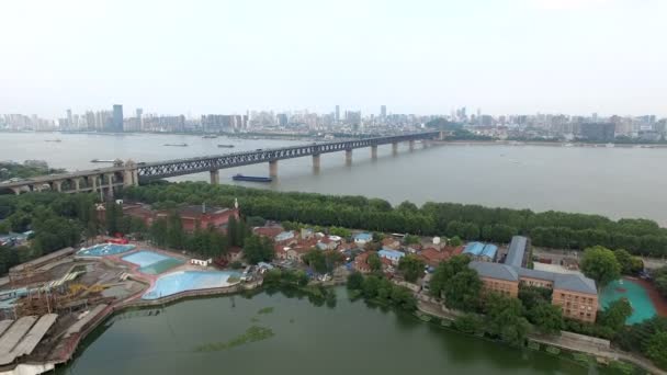Time Lapse Aerial View Wuhan City China — Stock Video