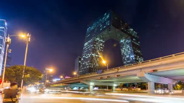 北京夜市高速公路交通繁忙的时间间隔 — 图库视频影像