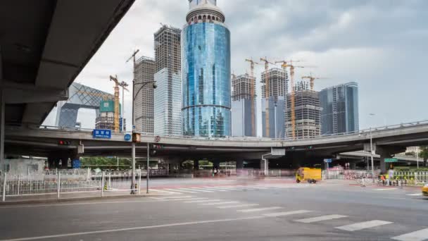 Lapso Tempo Tráfego Ocupado Edifícios Modernos Cidade Pequim China — Vídeo de Stock