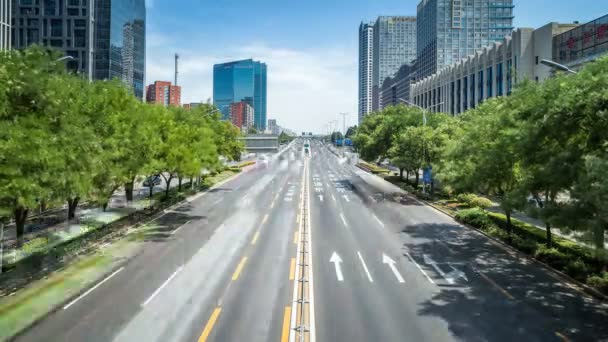 Time Lapse Busy Traffic Modern Buildings Beijing City China — Vídeos de Stock