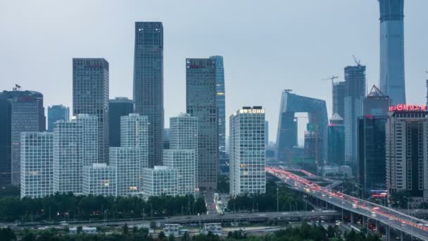 生物多样性公约 在北京夜空中的天际线 江西Soho的时间差 — 图库视频影像