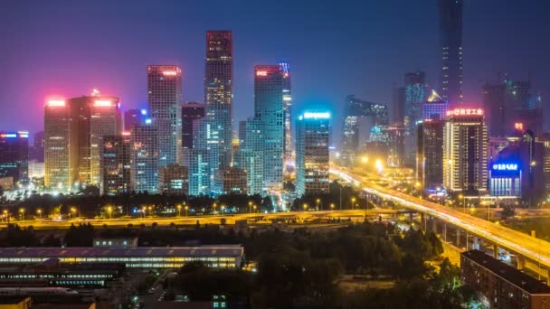 Time Lapse Jianwai Soho Ουρανός Cbd Νύχτα Στο Πεκίνο Κίνα — Αρχείο Βίντεο