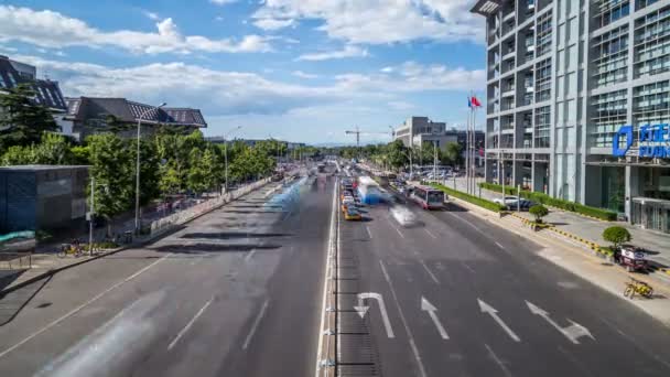 Lapso Tempo Tráfego Ocupado Edifícios Modernos Cidade Pequim China — Vídeo de Stock