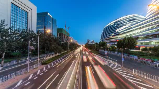 北京夜市高速公路交通繁忙的时间间隔 — 图库视频影像