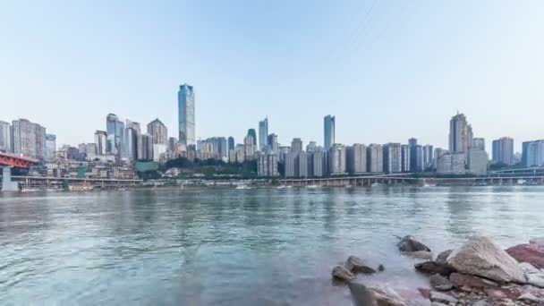 中国重庆现代大都市天际线的时代流逝 — 图库视频影像