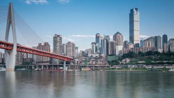 Upływ Czasu Panoramę Nowoczesnej Metropolii Chongqing Chiny — Wideo stockowe
