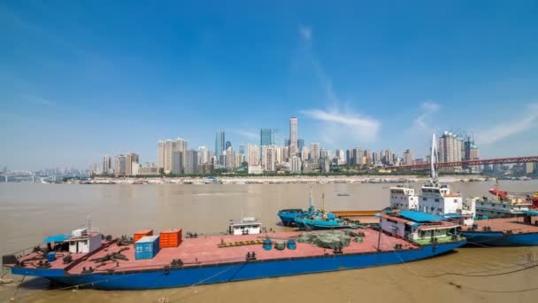 Zaman Atlamalı Modern Metropol Skyline Chongqing Çin — Stok video