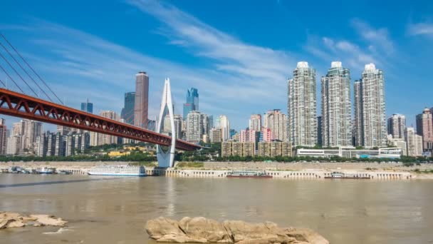 Idő Telik Modern Nagyváros Skyline Chongqing Kína — Stock videók