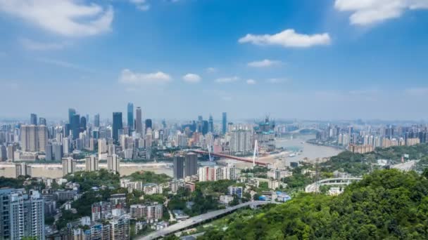 Time Lapse Paysage Urbain Skyline Chongqing Dans Ciel Nuageux — Video