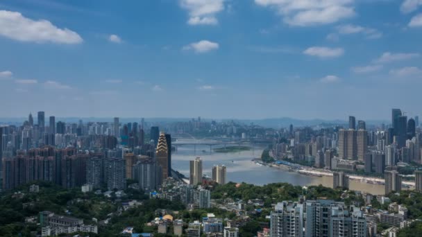 云天中重庆城市景观和天际线的时代流逝 — 图库视频影像