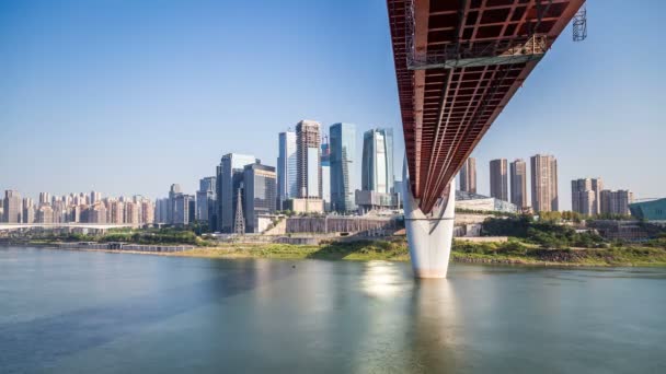 Idő Telik Modern Nagyváros Skyline Chongqing Kína — Stock videók