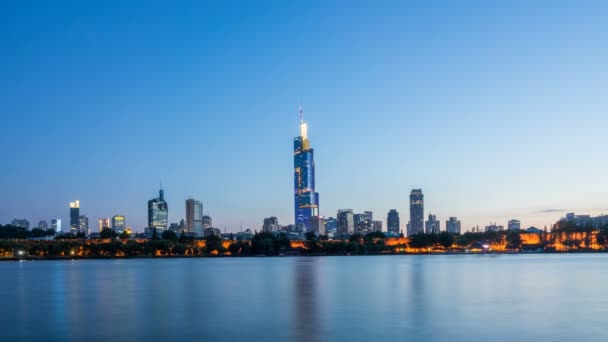 Időközű Xuanwu Nanjing City Skyline Nap Éjszakai Mérföldkő Kína — Stock videók