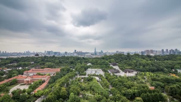 Zeitraffer Der Luftaufnahme Der Stadt Wuhan China — Stockvideo