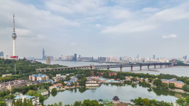Time Lapse Aerial View Wuhan City Yangtze River China — Vídeos de Stock