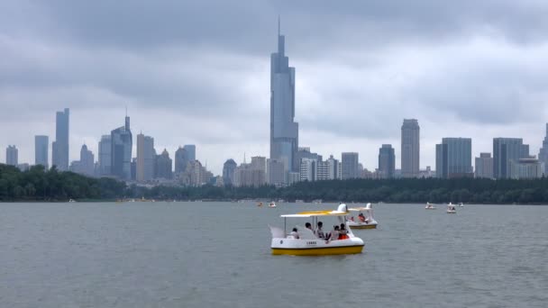 Нанкін Китай Липня 2017 Нанкін Орієнтир Xuanwu Lakemany Людей — стокове відео