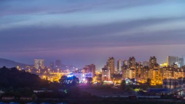 Zaman atlamalı, cityscape gece şehrin nanjing, nanjing Simgesel Yapı skylinechina