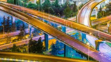 Zaman atlamalı gece meşgul kavşak trafik City