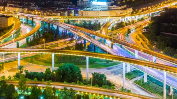 Zaman Atlamalı Gece Meşgul Kavşak Trafik City — Stok video