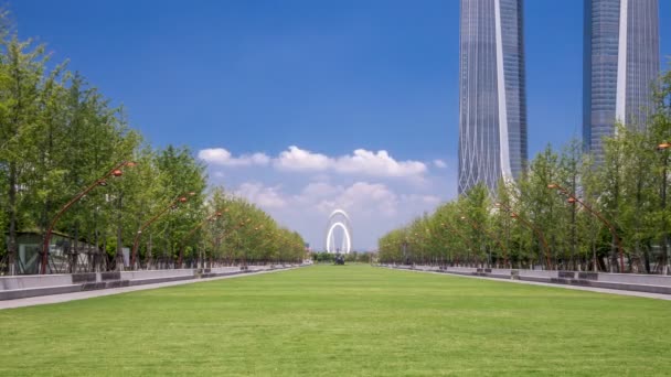 Time Lapse Nanjing City Ορόσημο Nanjing Eye Bridge Συννεφιασμένη Ημέρα — Αρχείο Βίντεο