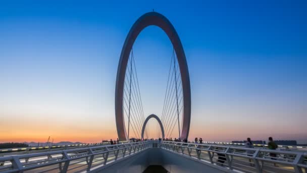 Idő Telik Városkép Nanjing City Landmark Nanjing Szem Híd Nap — Stock videók