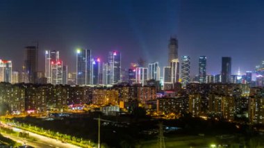 Zaman atlamalı cityscape nanjing Hexi gece, yeni şehir, Çin