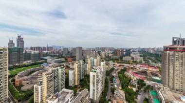 Nanjing ve Çin 'in gecelerinde şehir manzarasının zaman aşımı