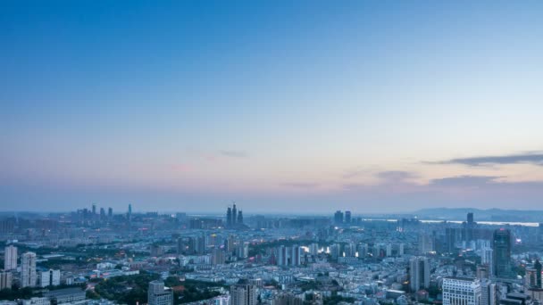 Time Lapse Scape Luchtfoto Van Nanjing Skyline Van Dag Tot — Stockvideo