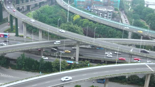 Luchtfoto Van Snelweg Viaduct Stad — Stockvideo