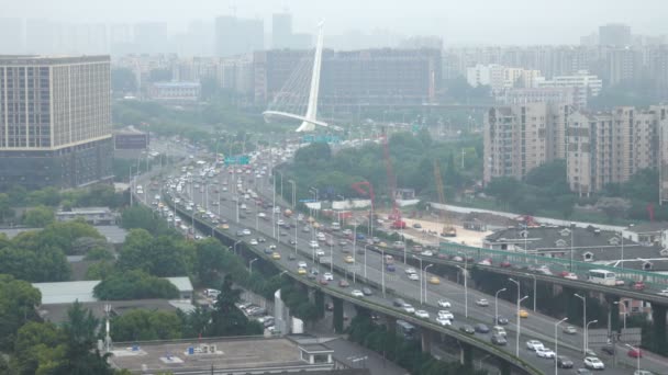 Widok Lotu Ptaka Autostradę Wiadukt Mieście — Wideo stockowe