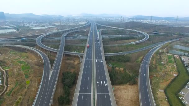 Vista Aérea Rodovia Viaduto Cidade — Vídeo de Stock