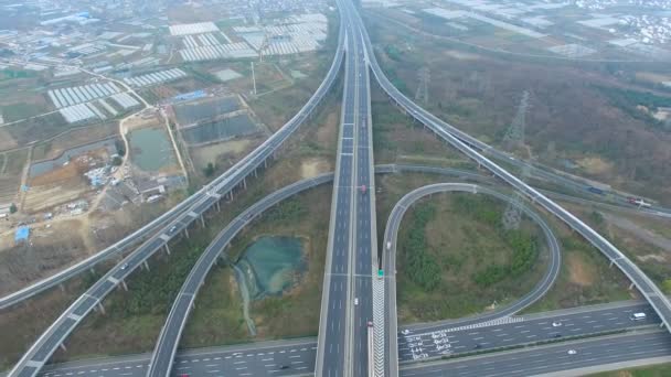 Widok Lotu Ptaka Autostradę Wiadukt Mieście — Wideo stockowe