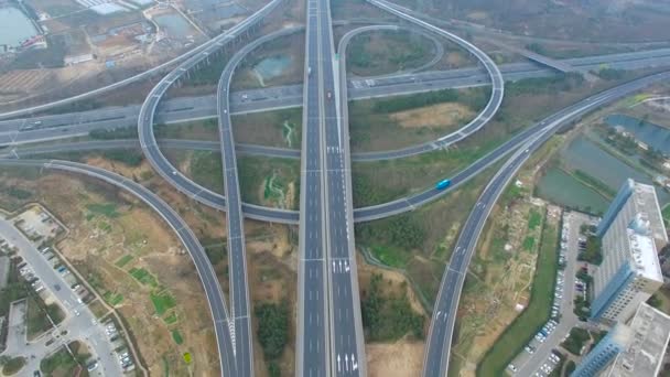 Vista Aérea Autopista Paso Elevado Ciudad — Vídeos de Stock