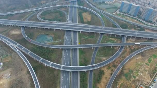 Vista Aérea Autopista Paso Elevado Ciudad — Vídeo de stock