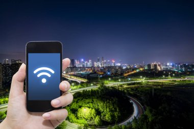 El ve internet WiFi ağ bağlantısı c kullanarak akıllı telefon