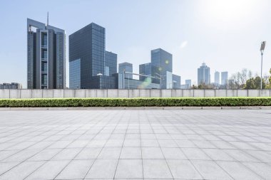 Panoramik silüet ve modern iş ofisi binaları