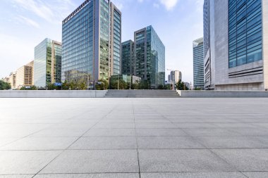 Panoramik silüet ve modern iş ofisi binaları