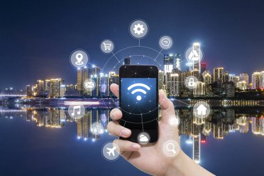 El ve internet WiFi ağ bağlantısı c kullanarak akıllı telefon