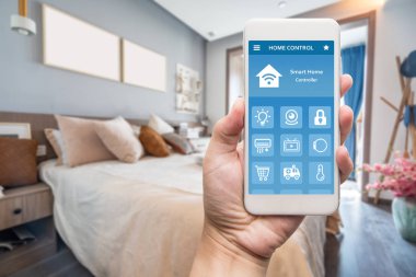 Akıllı ev, ev otomasyonu, uygulama i ile cihaz ile akıllı telefon